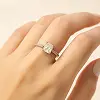 Elongated Cushion Solitaire Platinum Engagement Ring with Hidden Halo and 3 Row Shank